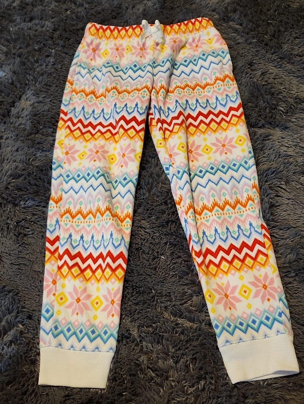 Old Navy White Multi-Color Fair Isle Fleece Joggers